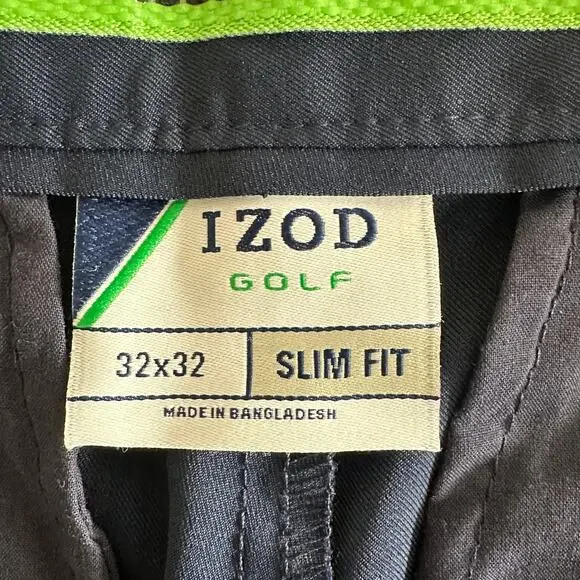 Izod Golf Mens Pants 32x32 Straight Leg Slim Navy Blue Stretch Chino Flat Front - Picture 7 of 7